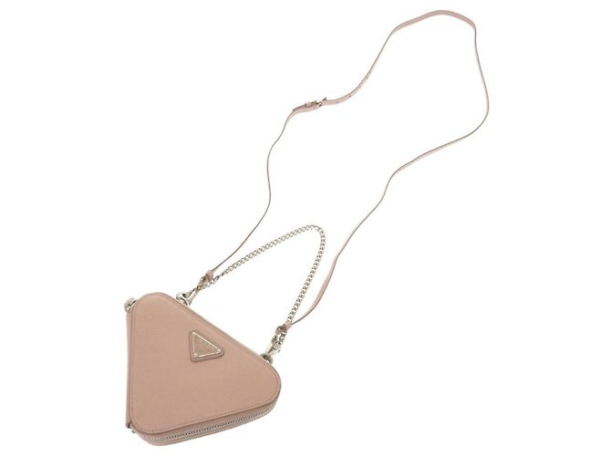 Mini borsa a tracolla Prada in pelle Saffiano con logo triangolare - vista 4