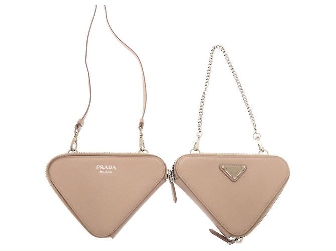 Mini borsa a tracolla Prada in pelle Saffiano con logo triangolare - vista 5