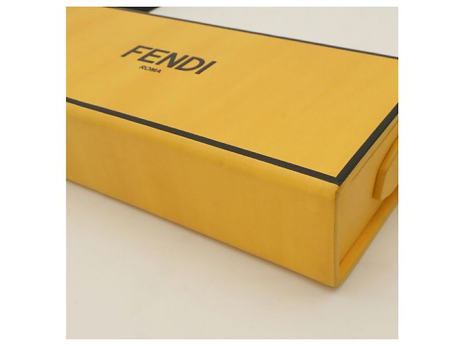 Borsa a tracolla Fendi Box Bag in pelle nera e gialla - vista 4