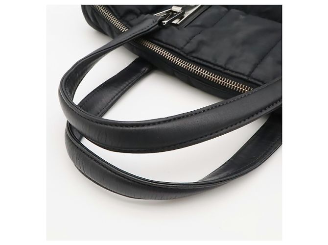 Borsa Chanel Chocolate Bar in nylon nero e pelle di agnello - vista 5