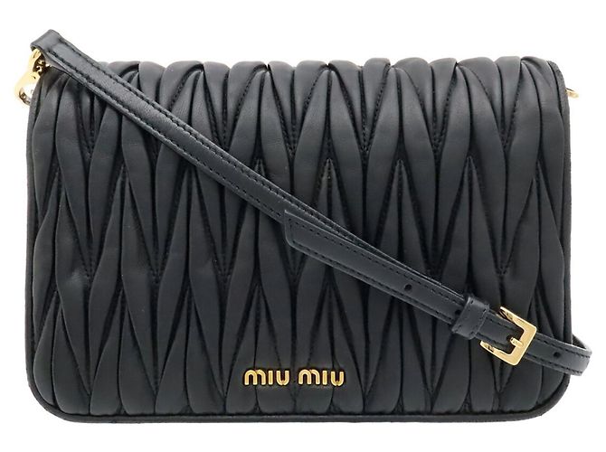 Borsa a spalla arricciata Miu Miu Matelassé in nero - vista 2