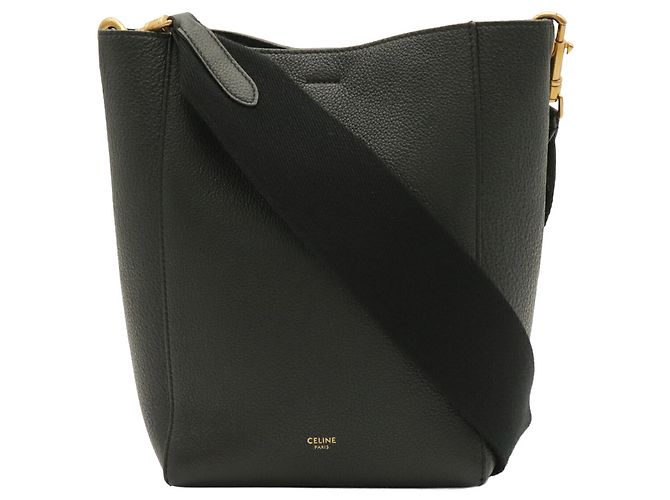 Céline Borsa a tracolla Celine Sangle Bucket Small - Pelle nera - vista 2