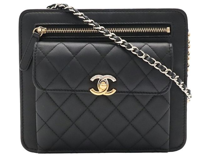 Borsa a tracolla con catena CHANEL in pelle matelassé nera - vista 2