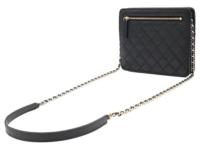 Borsa a tracolla con catena CHANEL in pelle matelassé nera - vista 3