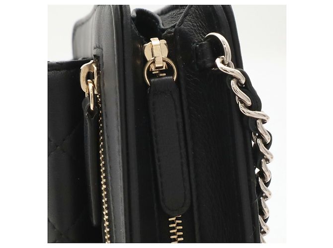 Borsa a tracolla con catena CHANEL in pelle matelassé nera - vista 8