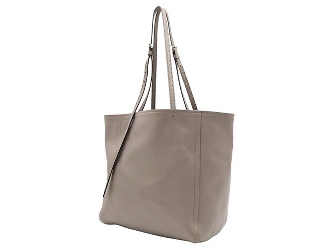 Tote Prada Shopper Schultertasche aus grauem Leder - Ansicht 3