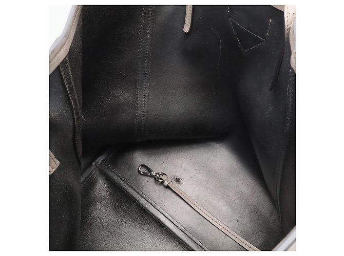 Tote Prada Shopper Schultertasche aus grauem Leder - Ansicht 7