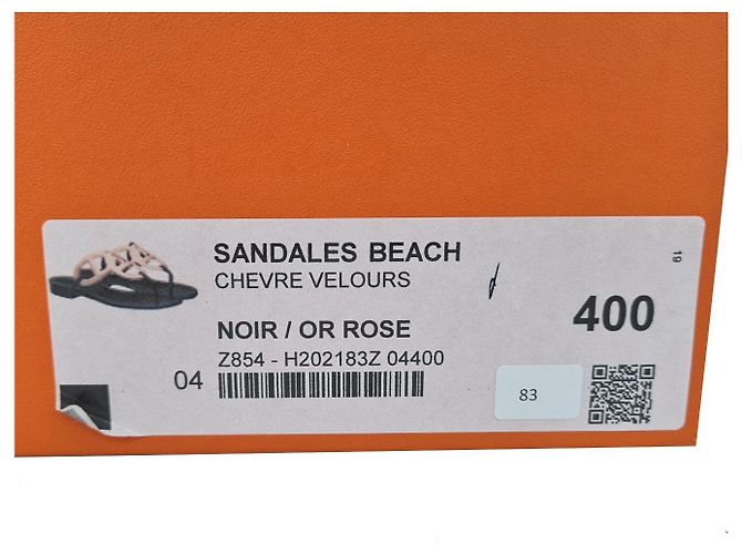 Hermès NUOVI SANDALI HERMES BEACH H202183Z 40 PELLE NERA E ORO ROSA - vista 12