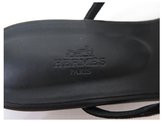 Hermès NUOVI SANDALI HERMES BEACH H202183Z 40 PELLE NERA E ORO ROSA - vista 7