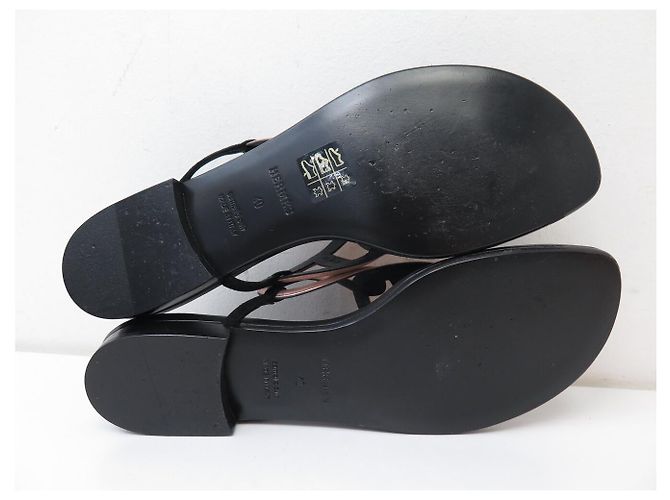 Hermès NUOVI SANDALI HERMES BEACH H202183Z 40 PELLE NERA E ORO ROSA - vista 8