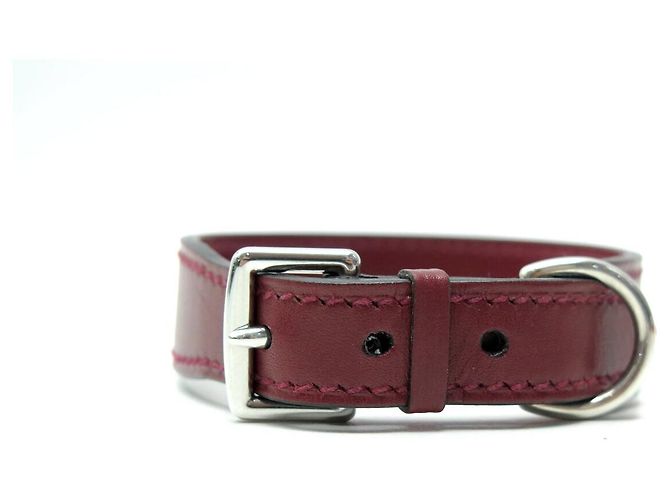 Hermès NEUF COLLIER DE CHIEN HERMES H COUPE CUIR BORDEAUX T 23 A 26 CM DOG COLLAR - vue 2