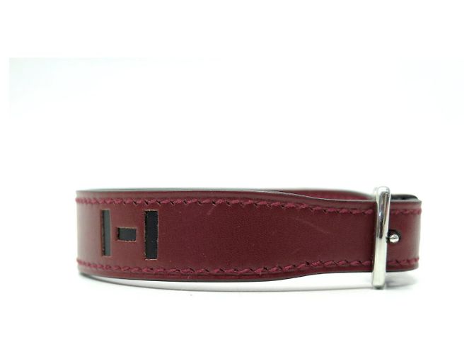 Hermès NEUF COLLIER DE CHIEN HERMES H COUPE CUIR BORDEAUX T 23 A 26 CM DOG COLLAR - vue 5