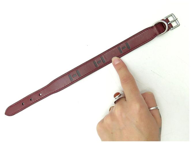 Hermès NEUF COLLIER DE CHIEN HERMES H COUPE CUIR BORDEAUX T 23 A 26 CM DOG COLLAR - vue 6