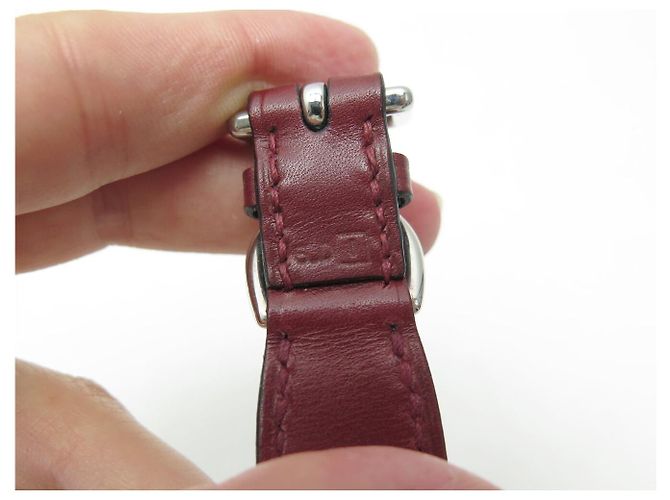 Hermès NEUF COLLIER DE CHIEN HERMES H COUPE CUIR BORDEAUX T 23 A 26 CM DOG COLLAR - vue 7