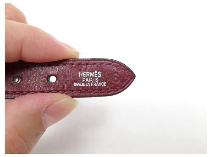 Hermès NEUF COLLIER DE CHIEN HERMES H COUPE CUIR BORDEAUX T 23 A 26 CM DOG COLLAR - vue 8
