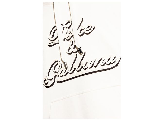 Dolce & Gabbana Logo Hoodie Weiß Creme Baumwolle - Ansicht 3
