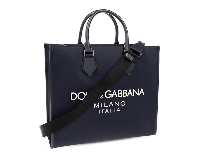 Borsa shopper Dolce & Gabbana blu navy in cotone - vista 2