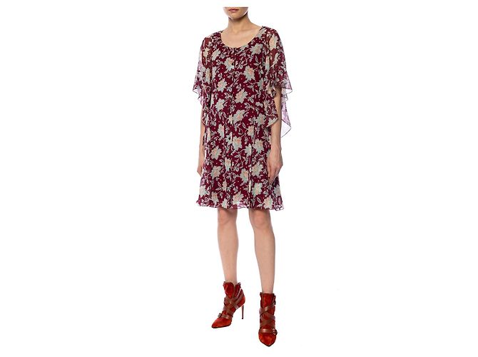 Vestido Chloé de seda con estampado floral granate - vista 2