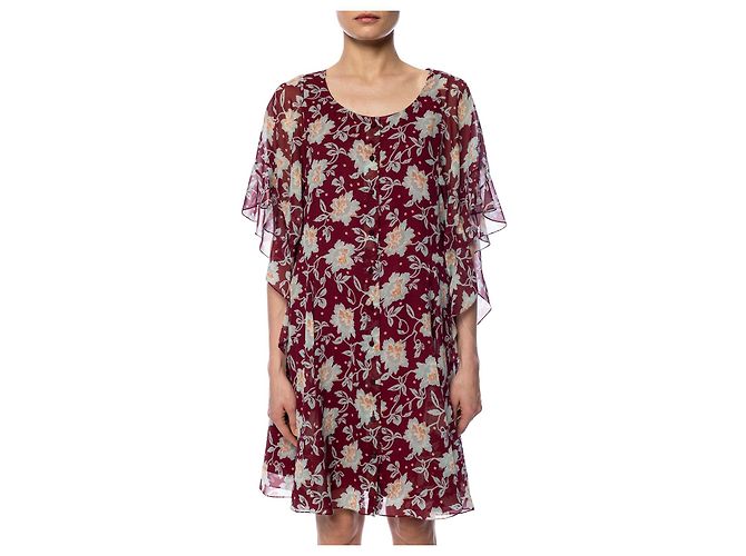 Vestido Chloé de seda con estampado floral granate - vista 3