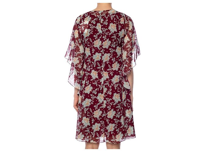 Vestido Chloé de seda con estampado floral granate - vista 4