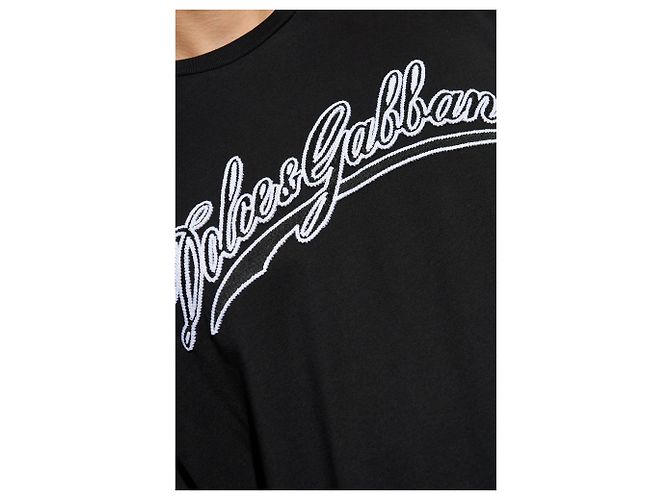 Dolce & Gabbana T-Shirt mit Logo-Stickerei aus Baumwolle Schwarz - Ansicht 3