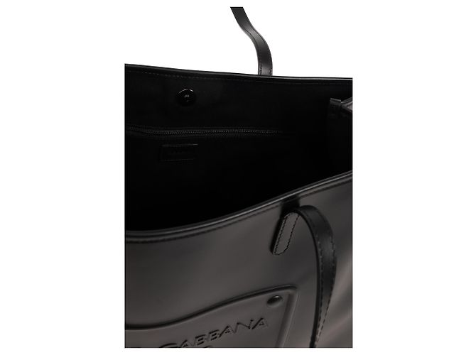 Borsa shopper Dolce & Gabbana in pelle nera - vista 3
