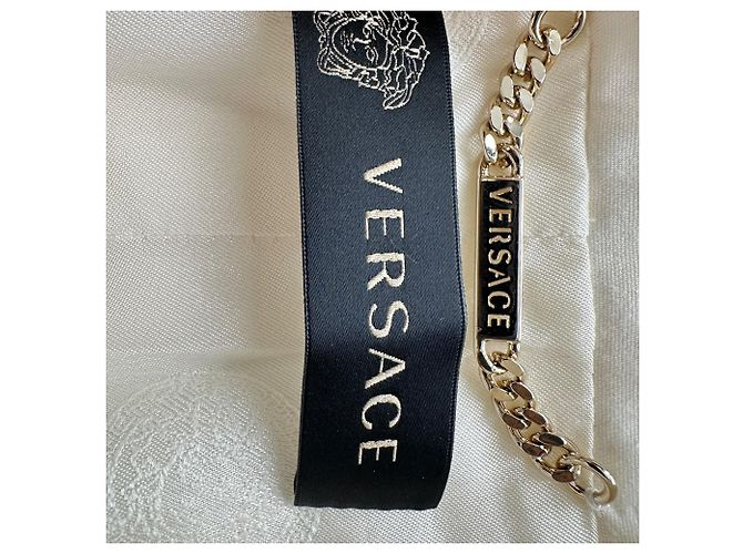 Blazer Versace abotonadura sencilla con bolsillos en algodón blanco - vista 4