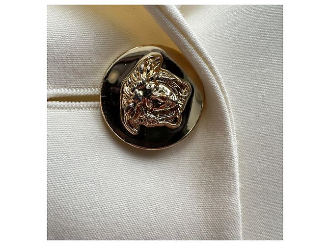 Blazer Versace abotonadura sencilla con bolsillos en algodón blanco - vista 7