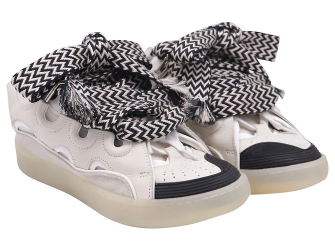 Sneakers Lanvin Curb in pelle bianca - vista 3