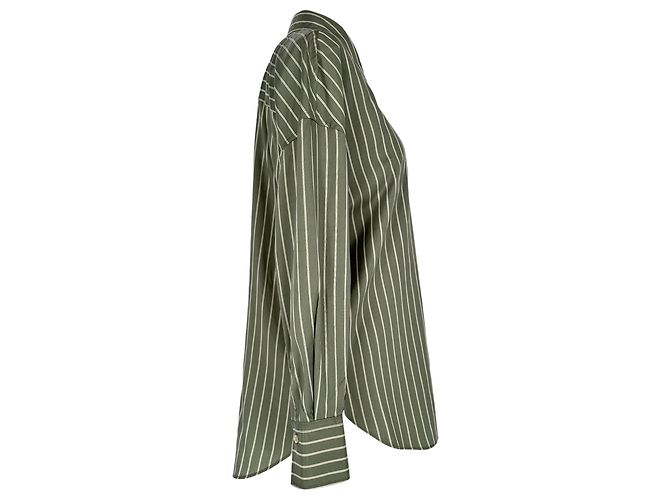 Camicia a righe Brunello Cucinelli in seta olive - vista 2