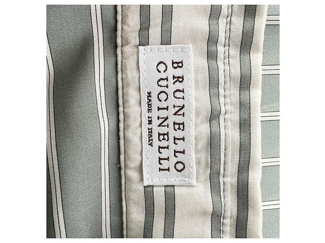 Camicia a righe Brunello Cucinelli in seta olive - vista 4
