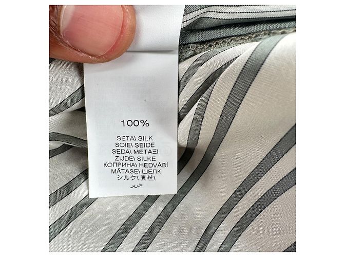 Camicia a righe Brunello Cucinelli in seta olive - vista 5
