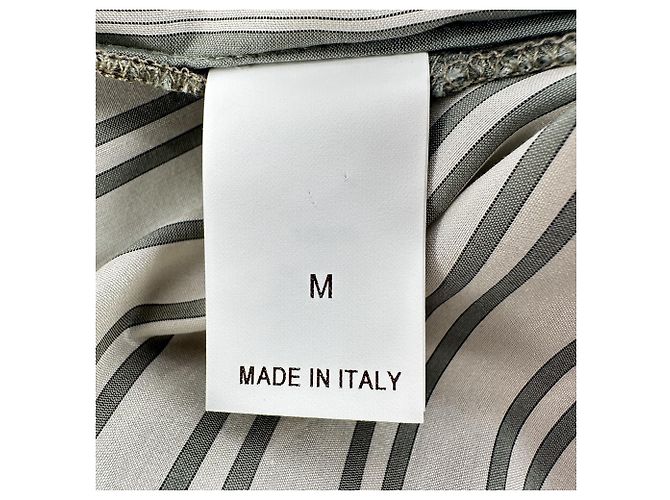 Camicia a righe Brunello Cucinelli in seta olive - vista 6