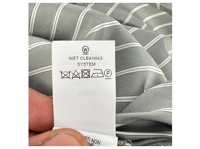 Camicia a righe Brunello Cucinelli in seta olive - vista 7