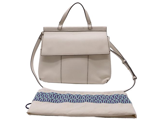 Borsa a tracolla Tory Burch Block T in pelle di vitello bianca - vista 5