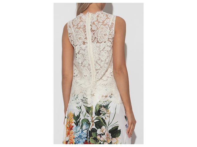 Dolce & Gabbana Top sin mangas de encaje blanco - vista 2
