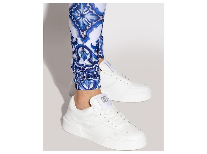 Baskets New Roma blanches en cuir Dolce & Gabbana - vue 2