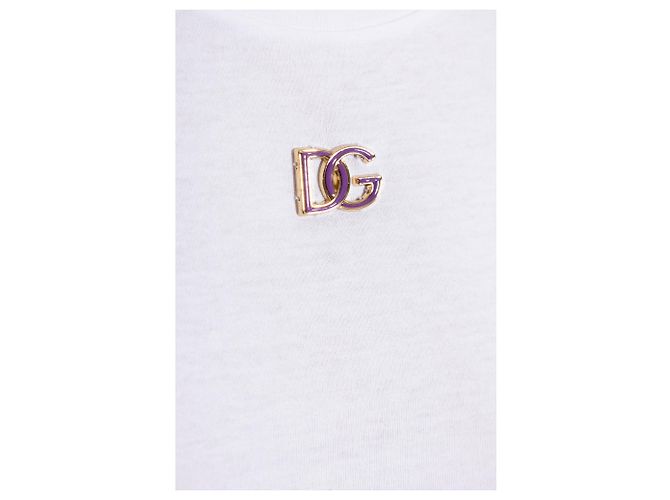 T-shirt bianca con logo Dolce & Gabbana in cotone - vista 3