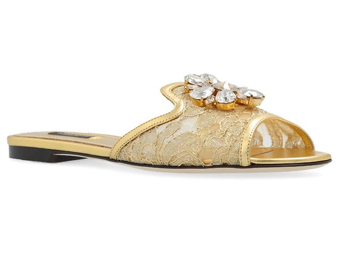 Dolce & Gabbana Bianca Ciabattine Oro Metallizzate - vista 2