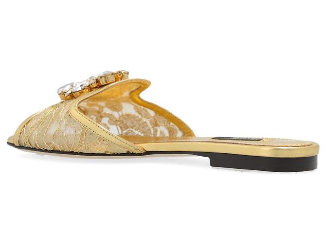 Dolce & Gabbana Bianca Ciabattine Oro Metallizzate - vista 3