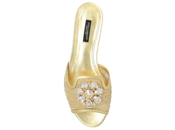 Dolce & Gabbana Bianca Ciabattine Oro Metallizzate - vista 4