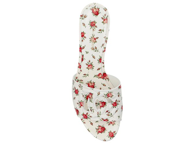 Dolce & Gabbana Mules con tacco in pelle bianca floreale - vista 3