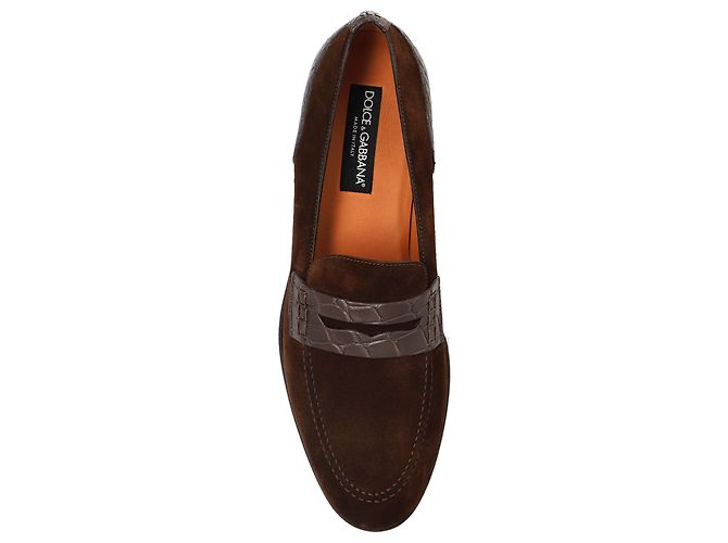 Mocassini in suede marroni Dolce & Gabbana - vista 4
