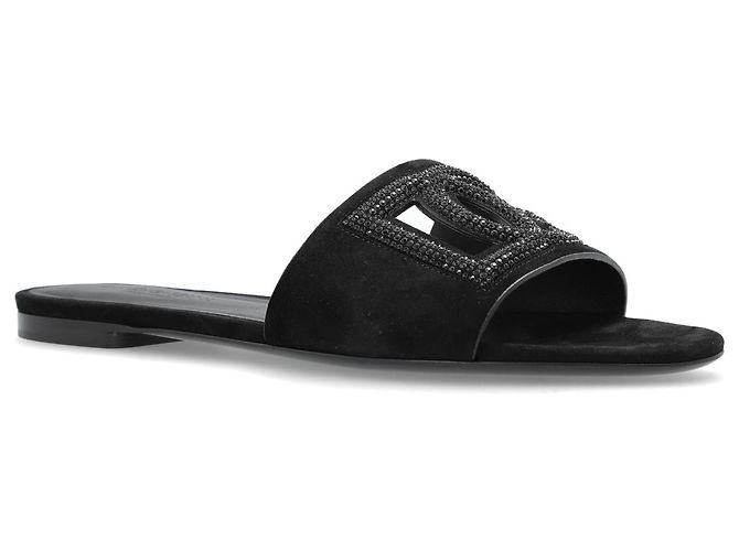 Ciabatte Dolce & Gabbana in pelle nera con logo - vista 2