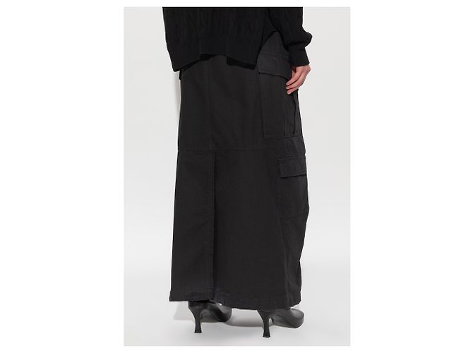 Falda maxi Balenciaga de algodón negro con bolsillos - vista 2