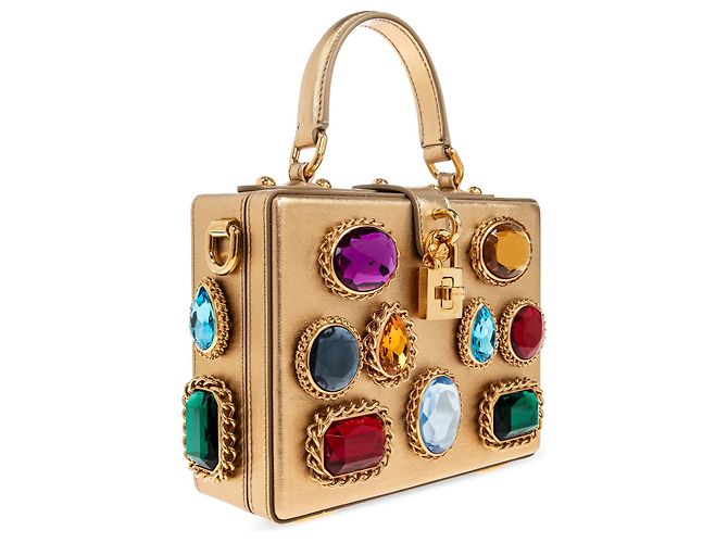 borsa Dolce & Gabbana Dolce Box pelle oro metallizzato - vista 2
