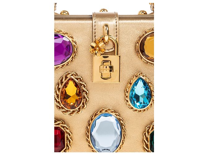 borsa Dolce & Gabbana Dolce Box pelle oro metallizzato - vista 5