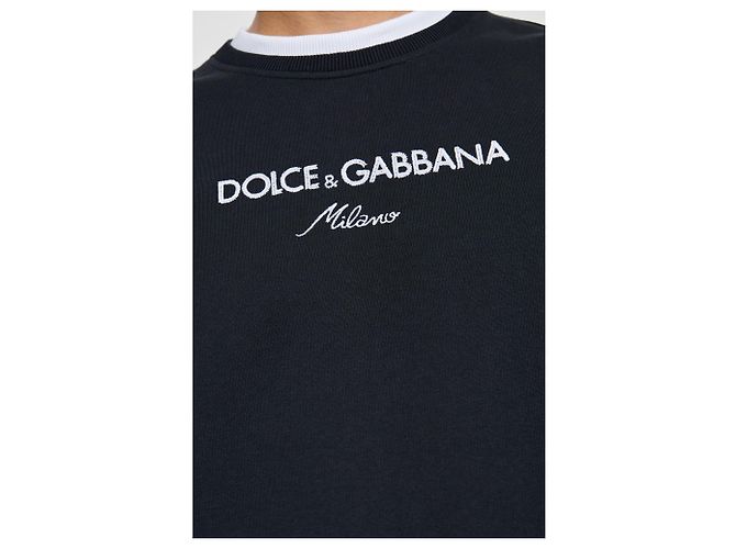 Sweatshirt Dolce & Gabbana avec logo brodé en coton bleu - vue 3