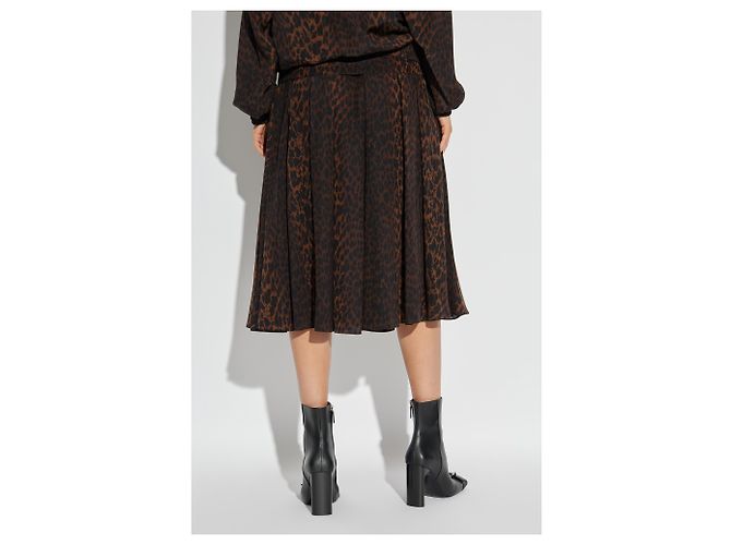 Falda midi de seda Balenciaga estampado animal marrón - vista 2