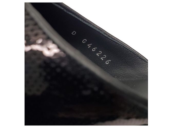 Décolleté wedge Chanel con paillettes nere in pelle nera - vista 10